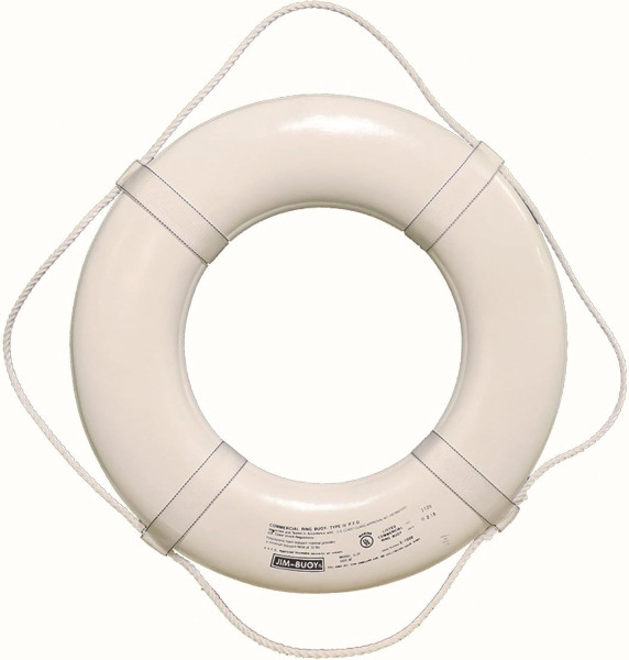 Jim-Buoy GW-30 U.S.C.G. Approved G-Series Life Ring - 30", White