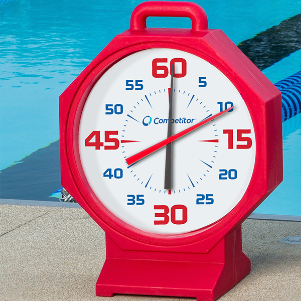 Competitor 15-Inch Pace Clock Battery Powered - Red with White Face 200400