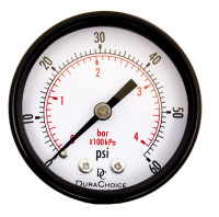 Pressure Gauge 0-60 PSI, 1/4-Inch NPT Back Mount, 2-Inch Face - Stainless Steel Housing