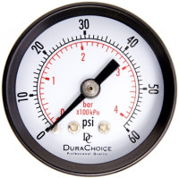 Pressure Gauge 0-60 PSI, 1/4-Inch NPT Back Mount, 2-Inch Face - Plastic Housing